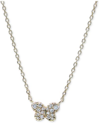Anzie Diamond Butterfly Pendant Necklace (1/20 Ct. T.w. - Metallic