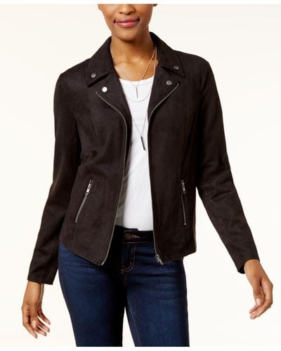 Style & Co. Faux-suede Moto Jacket, Created For Macy's - Black