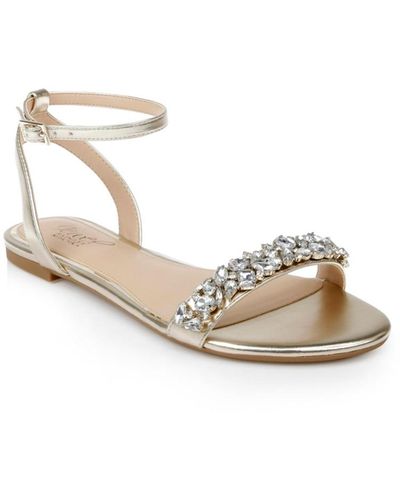 Badgley Mischka Ohara Embellished Evening Flat Sandals - Metallic