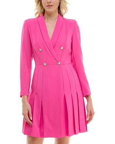 Taylor Collared Double-breasted Jacket Dress - Pink