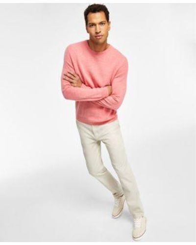 Club Room Four Way Stretch Pants Cashmere Crewneck Sweater Created For Macys - White