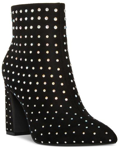 Madden Girl Bonnie Pointed-toe Block-heel Dress Booties - Black