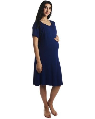 Everly Grey Rosa Maternity/nursing Hospital Gown - Blue