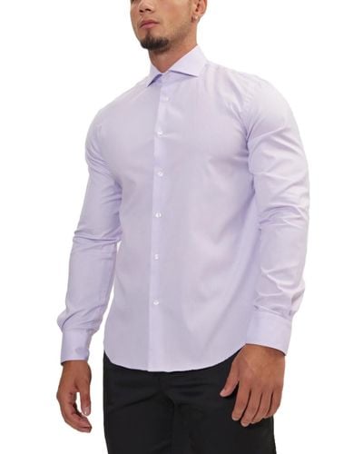 Ron Tomson Modern Spread Collar Fitted Shirt - Purple