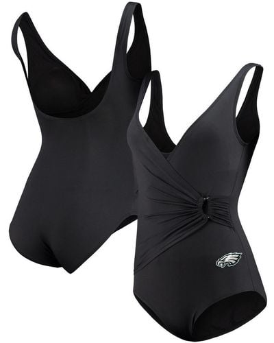 Tommy Bahama Philadelphia Eagles Pearl Clara Wrap One-piece Swimsuit - Black