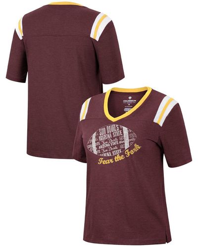 Colosseum Athletics Heathered Arizona State Sun Devils 15 Min Early Football V-neck T-shirt - Purple