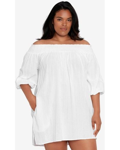 Lauren by Ralph Lauren Plus Size Off-the-shoulder Dress - White