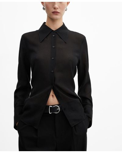 Mango Buttoned Flowy Shirt - Black