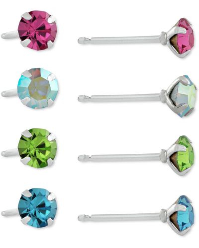 Giani Bernini 4-pc. Set Fine Crystal Stud Earrings - Multicolor