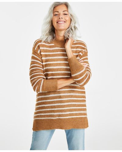 Style & Co. Textured Crewneck Tunic Sweater - Natural