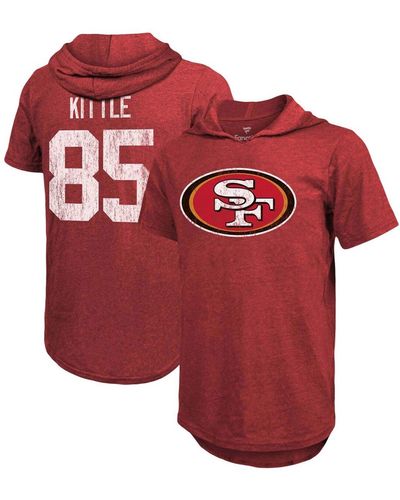 Fanatics George Kittle San Francisco 49ers Name And Number Tri-blend Hoodie T-shirt - Red