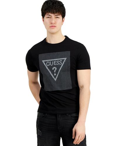 Guess Stitch Triangle Logo Short-sleeve Crewneck T-shirt - Black