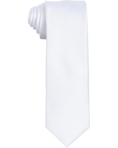 Con.struct Satin Solid Extra Long Tie - White