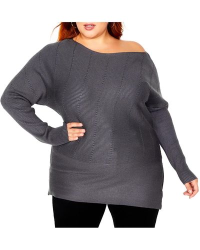 City Chic Plus Size Lean In Sweater - Gray