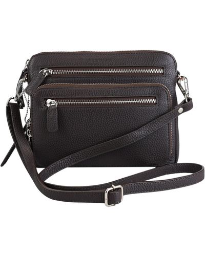Mancini Pebbled Collection Valerie Leather Mini Crossbody Bag - Black