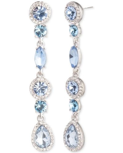 Givenchy Silver-tone Long Teardrop Linear Earrings - Blue