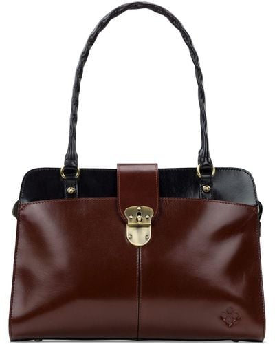 Patricia Nash Angoletta Large Leather Satchel - Brown