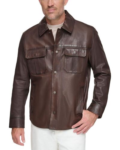 Marc New York The Mogador Leather Overshirt - Brown