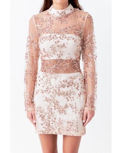 Endless Rose Sequins Embroidered Mini Dress - White