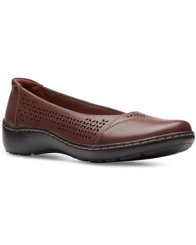 Clarks Cora Iris Leather Slip-on Loafers - Brown