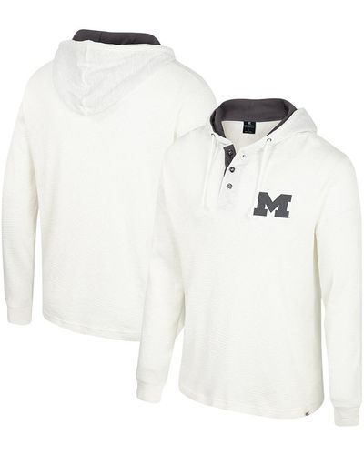 Colosseum Athletics Michigan Wolverines Affirmative Thermal Hoodie Long Sleeve T-shirt - White