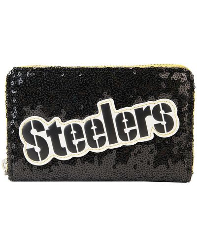 Loungefly Pittsburgh Steelers Sequin Zip-around Wallet - Black