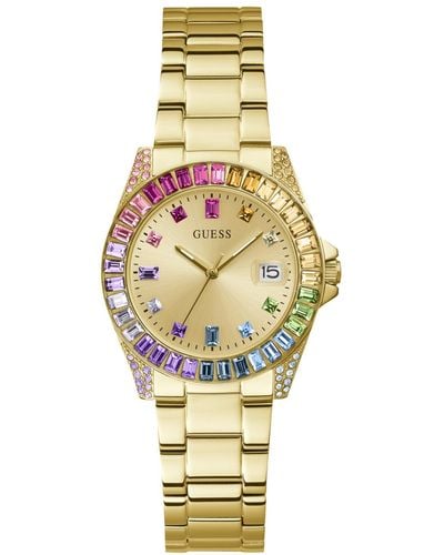 Guess Date Gold-tone Stainless Steel Watch - Metallic