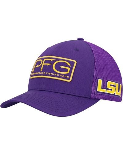 Columbia Lsu Tigers Pfg Hooks Flex Hat - Purple