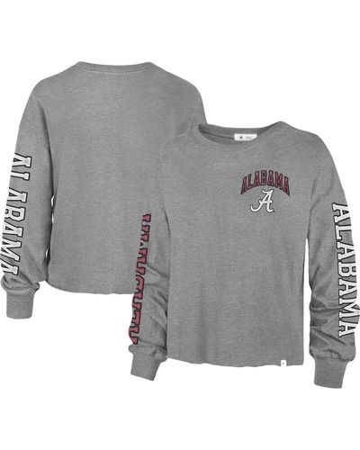'47 '47 Alabama Crimson Tide Ultra Max Parkway Long Sleeve Cropped T-shirt - Gray