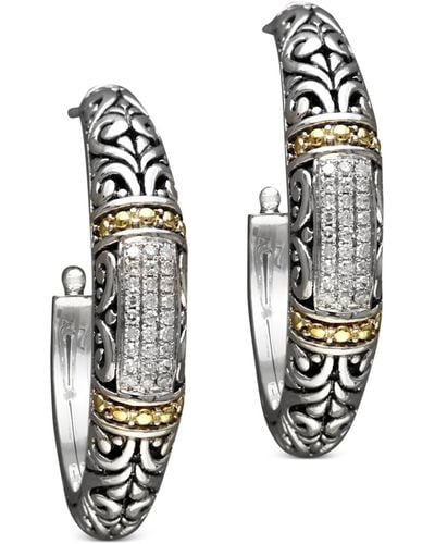 Effy Balissima By Effy® Diamond Hoop Earrings (1/4 Ct. T.w.) In 18k Gold And Sterling Silver - White
