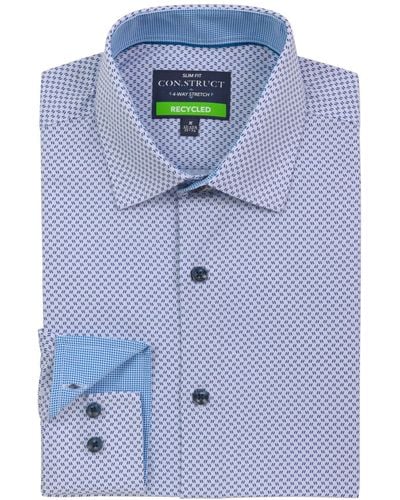 Con.struct Recycled Slim Fit Zig Zag Performance Stretch Cooling Comfort Dress Shirt - Blue