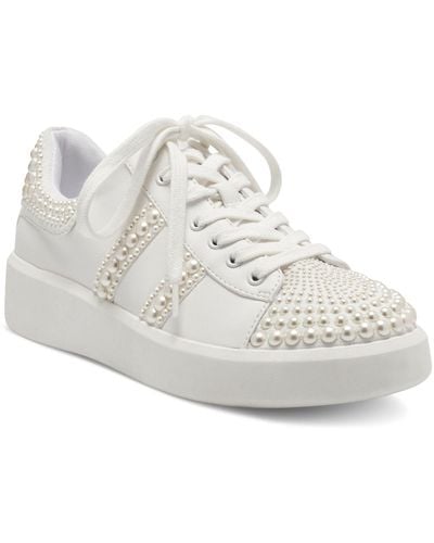 INC International Concepts Alleni Imitation Pearl Sneakers, Created For Macy's - White