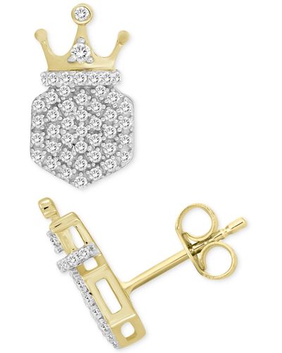 Macy's Diamond Crown Cluster Stud Earrings (1/4 Ct. T.w. - Metallic