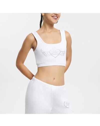 Juicy Couture V-day Fleece Cropped Tank With Hotfix - White