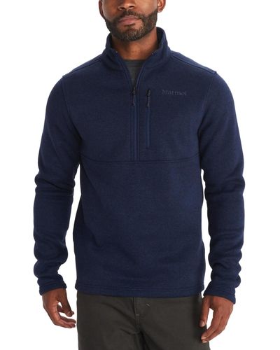 Marmot Drop Line 1/2 Zip Sweater Fleece Jacket - Blue
