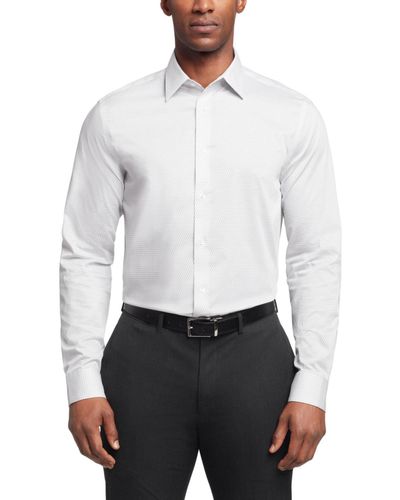 Calvin Klein Steel+ Regular Fit Stretch Wrinkle Resistant Dress Shirt - White