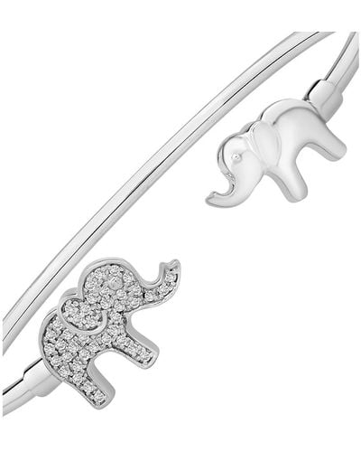 Wrapped in Love Diamond Elephant Cuff Bangle Bracelet (1/4 Ct. T.w. - Metallic