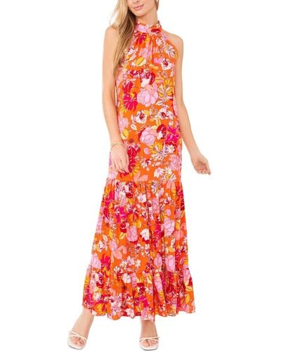 Msk Floral-print Tiered Maxi Dress