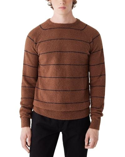 Frank And Oak Striped Crewneck Long Sleeve Sweater - Brown