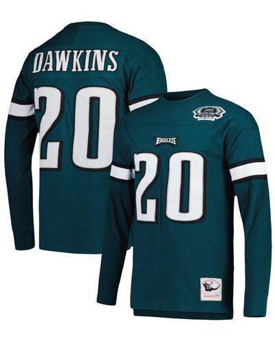 Men's Mitchell & Ness Brian Dawkins Midnight Green Philadelphia Eagles Retired Player Name & Number Long Sleeve Top