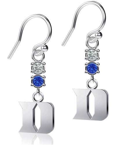 Dayna Designs Duke Blue Devils Dangle Crystal Earrings - White