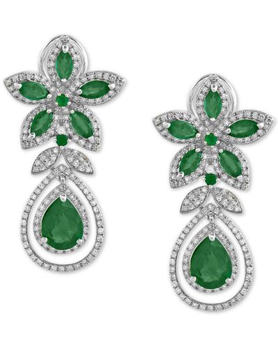 Effy Brasilica By Effy® Emerald (5-1/4 Ct. T.w.) And Diamond (1-1/4 Ct. T.w.) Teardrop Earrings In 14k Gold Or 14k White Gold - Multicolor