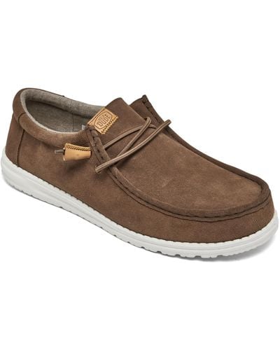 Hey Dude Wally Sox Craft Suede Casual Moccasin Sneakers From Finish Line - Brown
