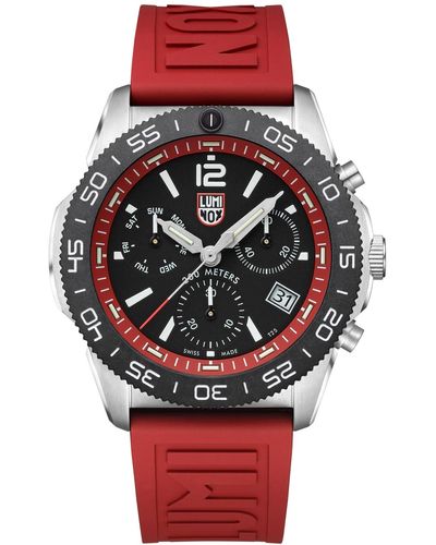 Luminox Swiss Chronograph Pacific Diver Red Rubber Strap Watch 44mm