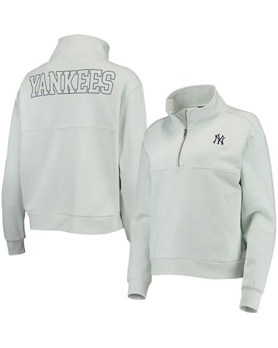 The Wild Collective New York Yankees Two-hit Quarter-zip Pullover Top - Gray