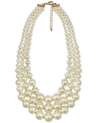 Charter Club Imitation Pearl Three-row Collar Necklace - White