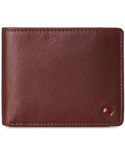 Alpine Swiss Leather Rfid Bifold Wallet 2 Id Windows Divided Bill Section - Purple