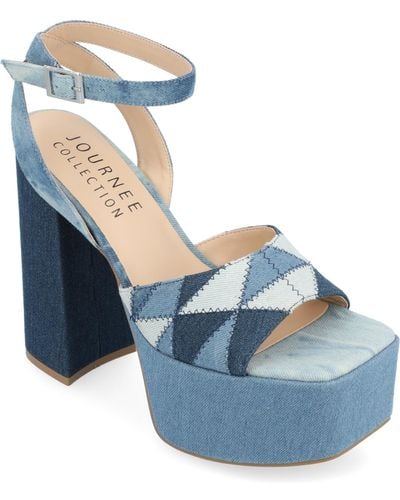 Journee Collection Asherby Platform Sandals - Blue