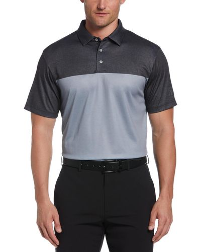 PGA TOUR Airflux Birdseye Block Print Short-sleeve Golf Polo Shirt - Blue