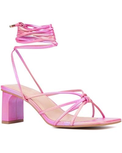 FASHION TO FIGURE Lana Wide Width Heels Sandals - Pink